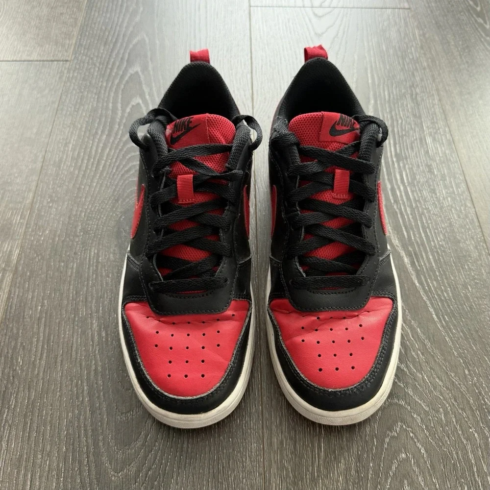 Nike Court Borough Low 2 Black University Red White GS Sz 6 Youth Athleisure